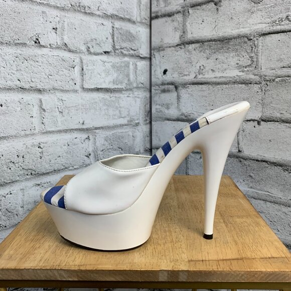 Highest Heel Collection Platform Sandal Faux Patent Leather Anchor Stiletto Pump - Picture 2 of 10